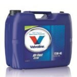 A large blue plastic 20L container of VALVOLINE ALL FLEET EXTRA 15W-40 engine oil, featuring a top handle and front product label.
